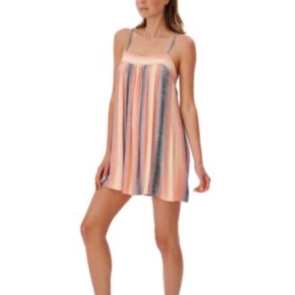 Rip Curl Striped Mini Dress - Peach, Blue, Cream